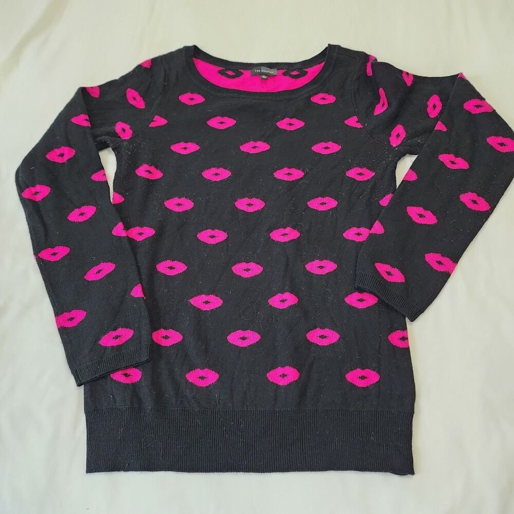 The Limited Pink Lips Pout Sweater Women's Size Medium Soft Wool Blend READ